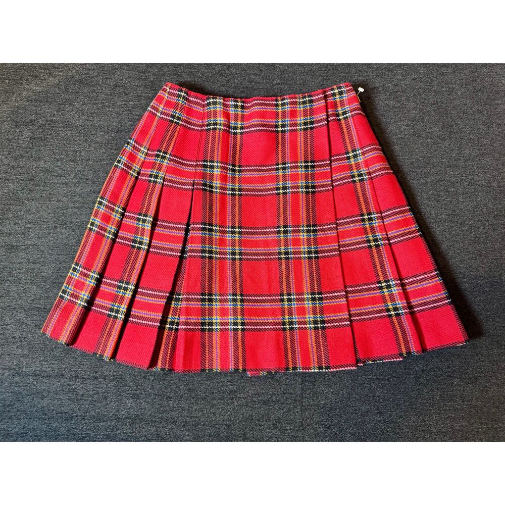 SEARS Vintage Red Plaid Pleated Skirt 100% Polyester Skirt Size 9 NWT!